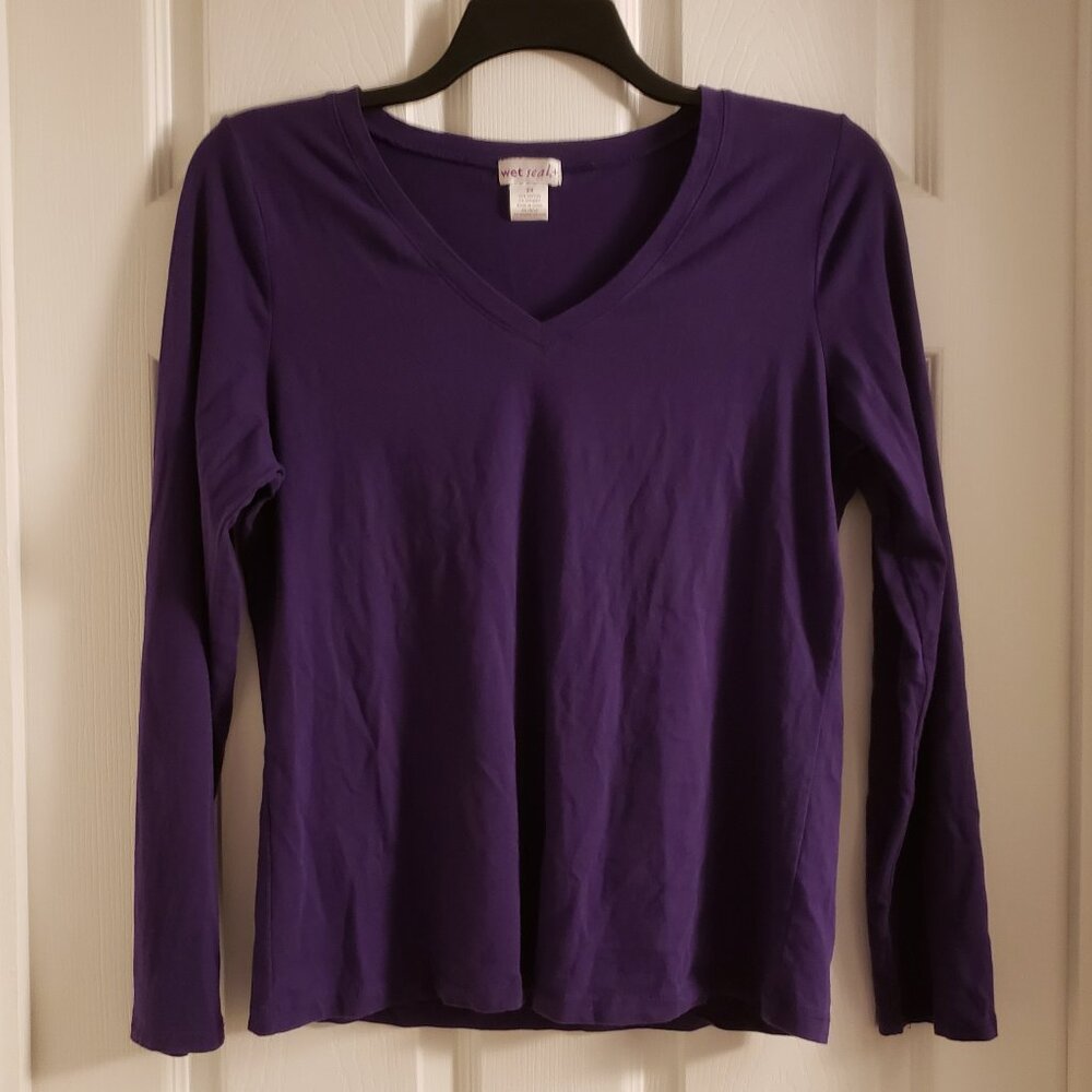 Wet Seal + Women's Purple V-Neck Top Long Sleeved T-Shirt Plus Size Please Read